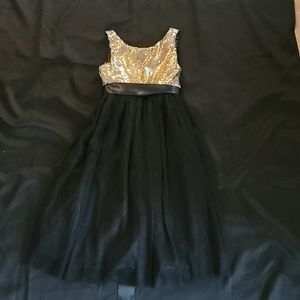 Black with gold sequin junior bridesmaid or flower